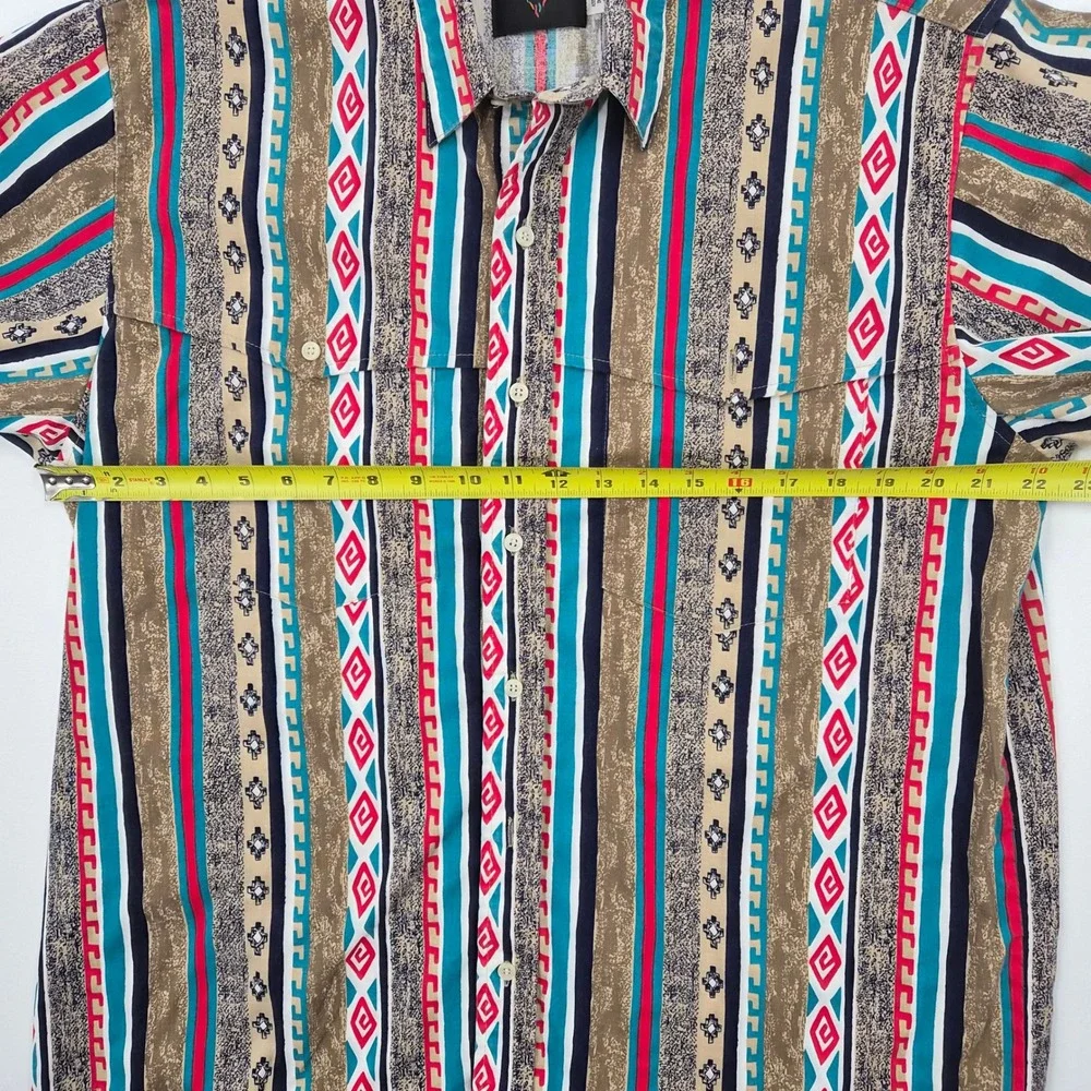 Frontier Series Mens Geometric Stripe Button‎ Down Shirt Large Cotton